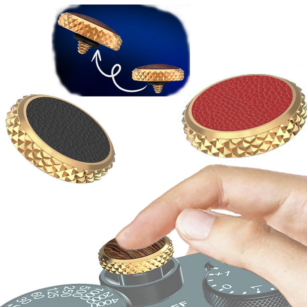 SSK and Sons Soft Shutter Release Button, Metal Construction with Leather Textured top Design, RED and Black Gold