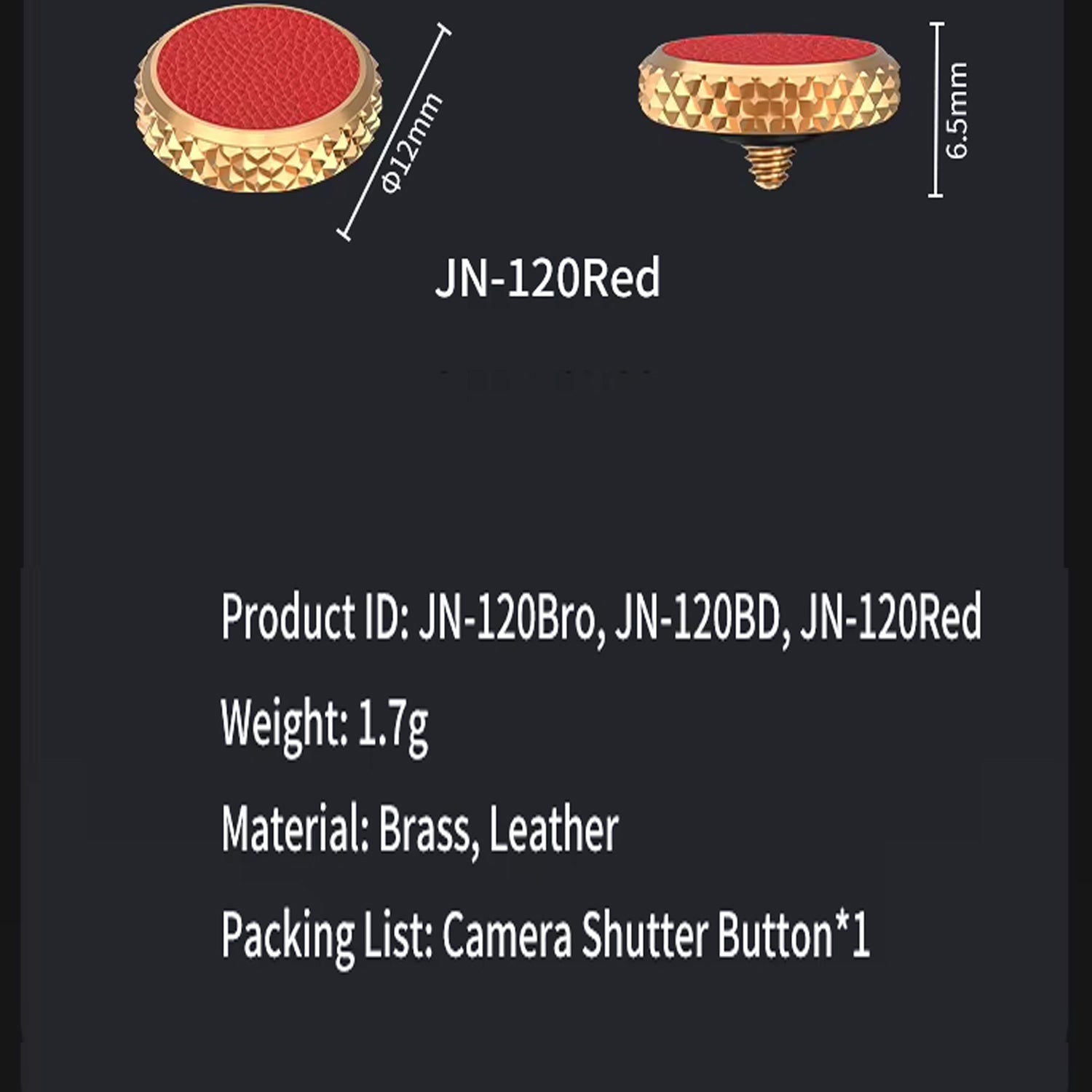 SSK and Sons Soft Shutter Release Button, Metal Construction with Leather Textured top Design, RED and Black Gold