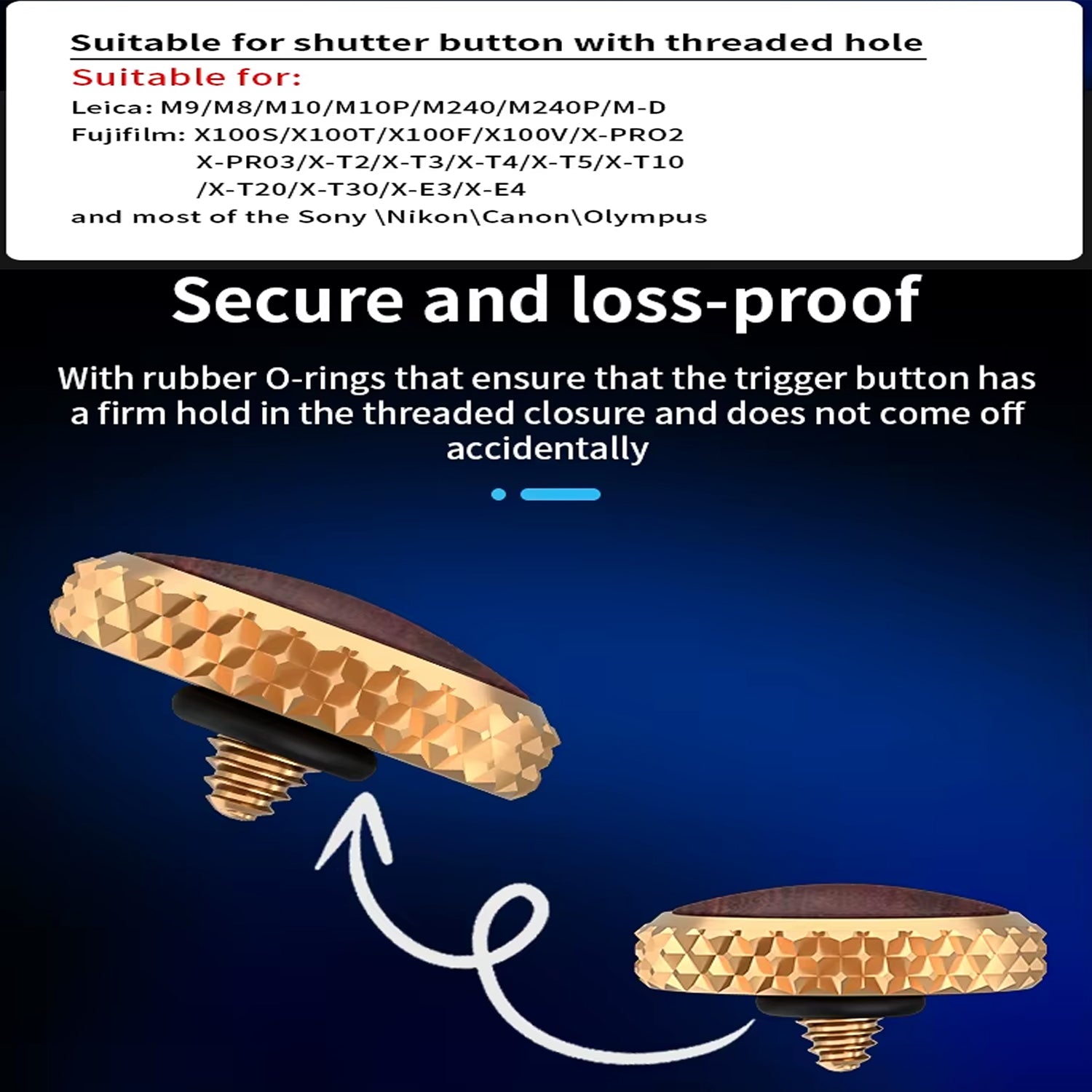 SSK and Sons Camera Shutter Button Soft Screw Type Shutter Release Button Copper Camera Button compatibe for Nikon Fujifilm Leica DSLR/SLR Camera