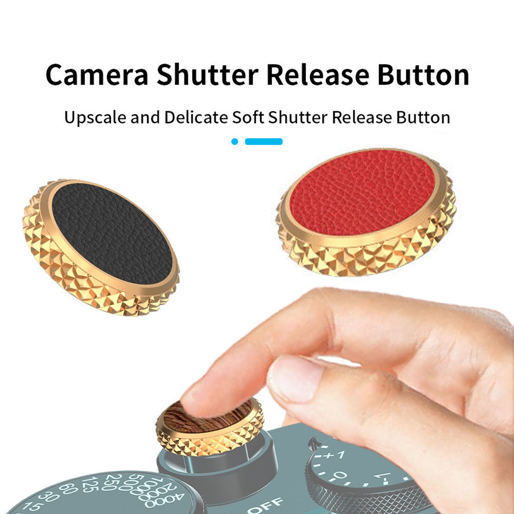 SSK and Sons Soft Shutter Release Button, Metal Construction with Leather Textured top Design, RED and Black Gold