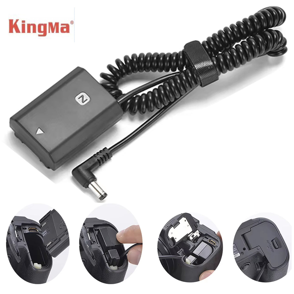 NP-FZ100 Dummy Battery with Type-C DC Coupler for Sony Mirrorless Cameras | Continuous Power Supply for Video Recording, Live Streaming & Studio Use