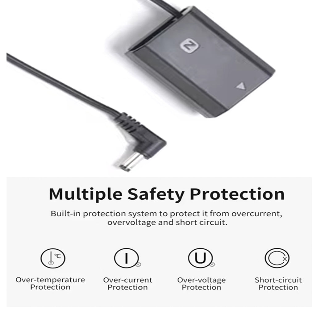 NP-FZ100 Dummy Battery with Type-C DC Coupler for Sony Mirrorless Cameras | Continuous Power Supply for Video Recording, Live Streaming & Studio Use