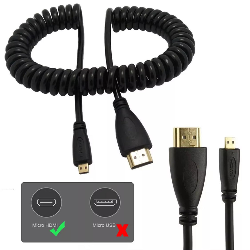 Micro HDMI to HDMI High-Speed Coiled Spring 4K Cable for DSLR & Mirrorless Camera Monitor