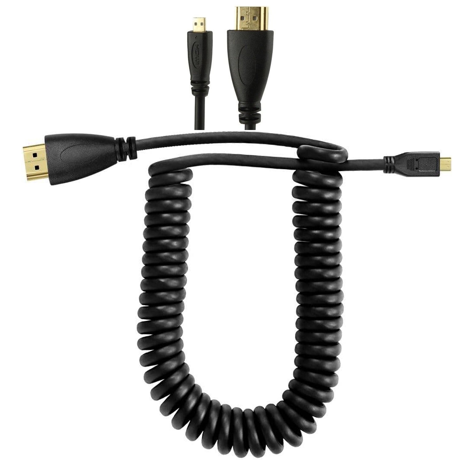 Micro HDMI to HDMI High-Speed Coiled Spring 4K Cable for DSLR & Mirrorless Camera Monitor