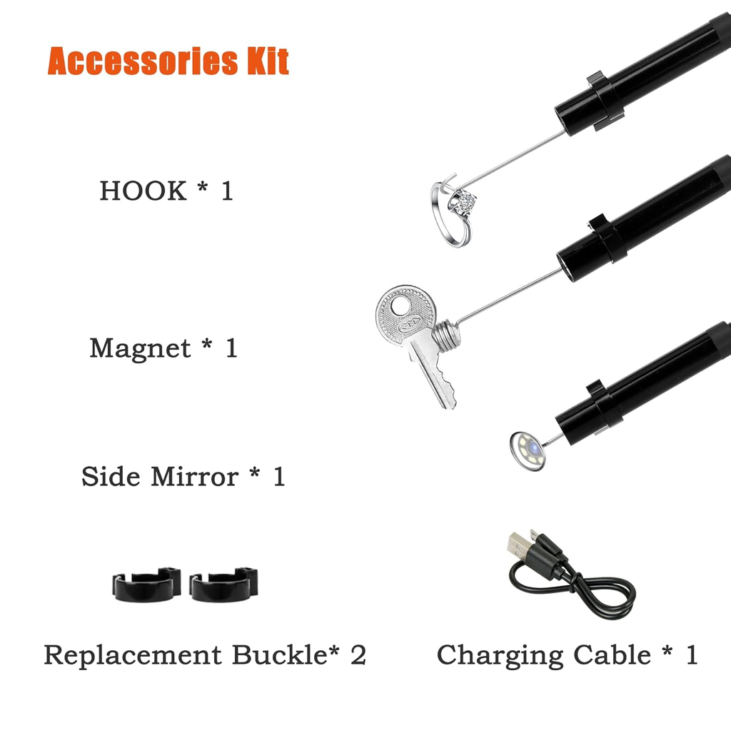 Industrial Endoscope Camera 8mm with 2.4 inch Screen  1080P resolution 16.4FT Semi-Rigid Cable 8 LED Light