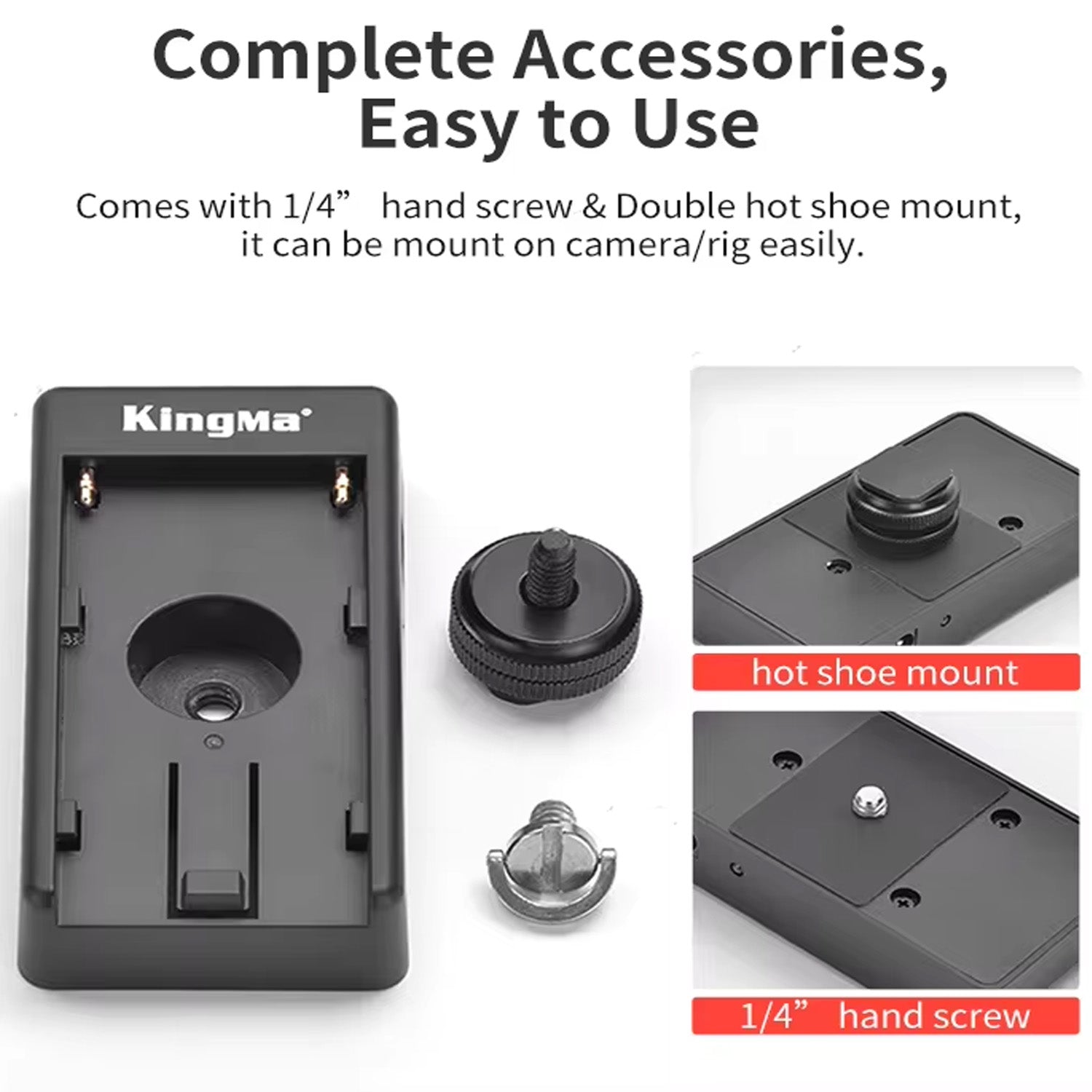 KingMa NPF Battery Adapter Mount Plate NP-F970-F980 Series Dummy Battery Power System with DC Port, USB Port and LED Indicator