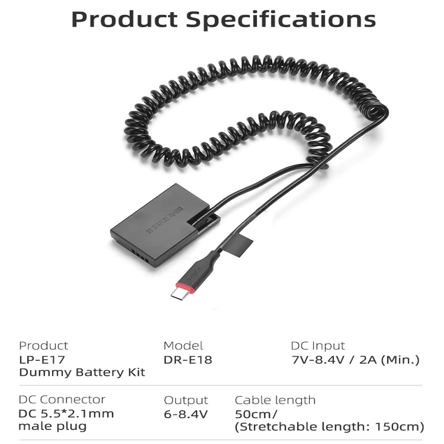 KingMa LP-E17 USB Type-C Dummy Battery Compatible with EOS Rebel T7i,T6i,T6s,SL3,SL2,77D,800D,760D,750D,200D,M6,M5,M3