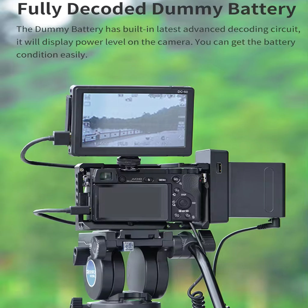 KingMa NPF Battery Adapter Mount Plate NP-F970-F980 Series Dummy Battery Power System with DC Port, USB Port and LED Indicator