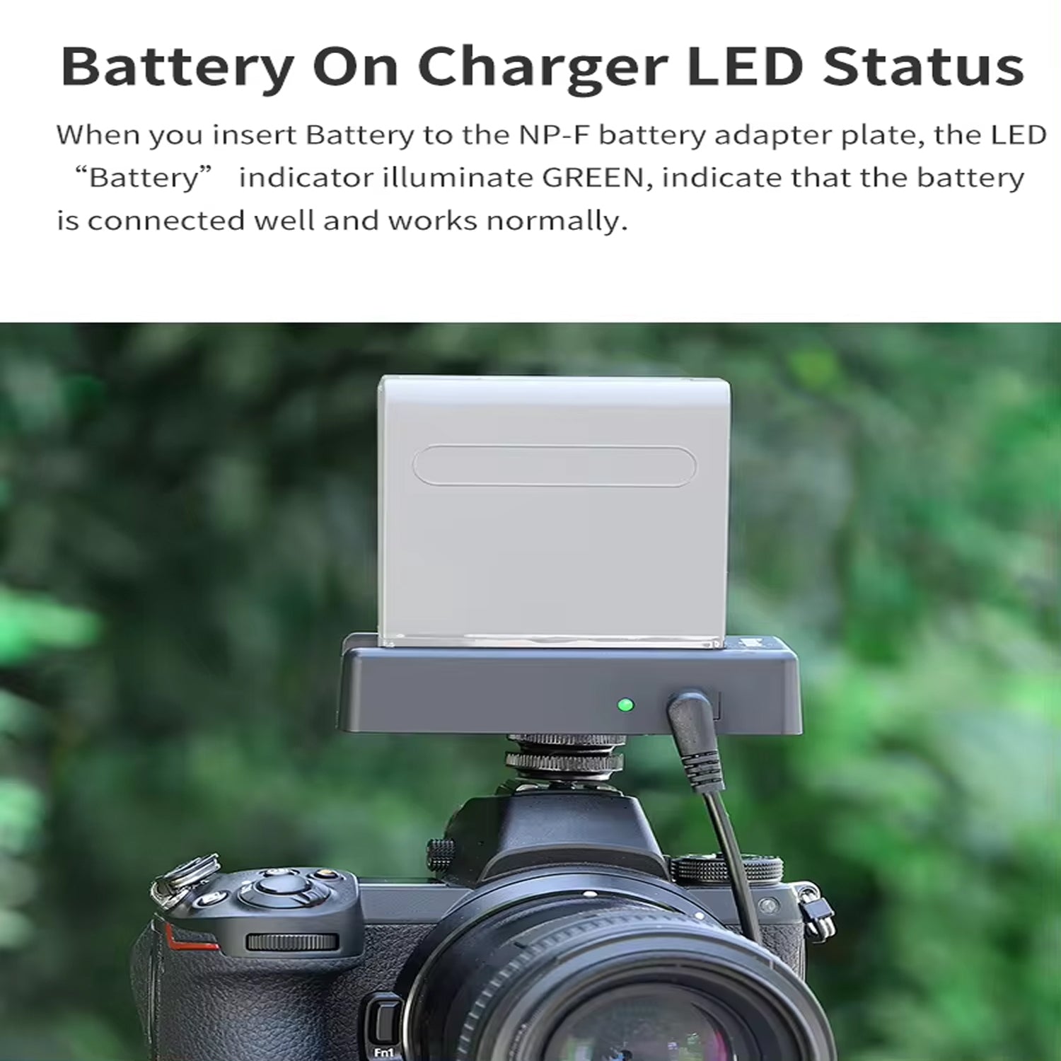 KingMa NPF Battery Adapter Mount Plate NP-F970-F980 Series Dummy Battery Power System with DC Port, USB Port and LED Indicator