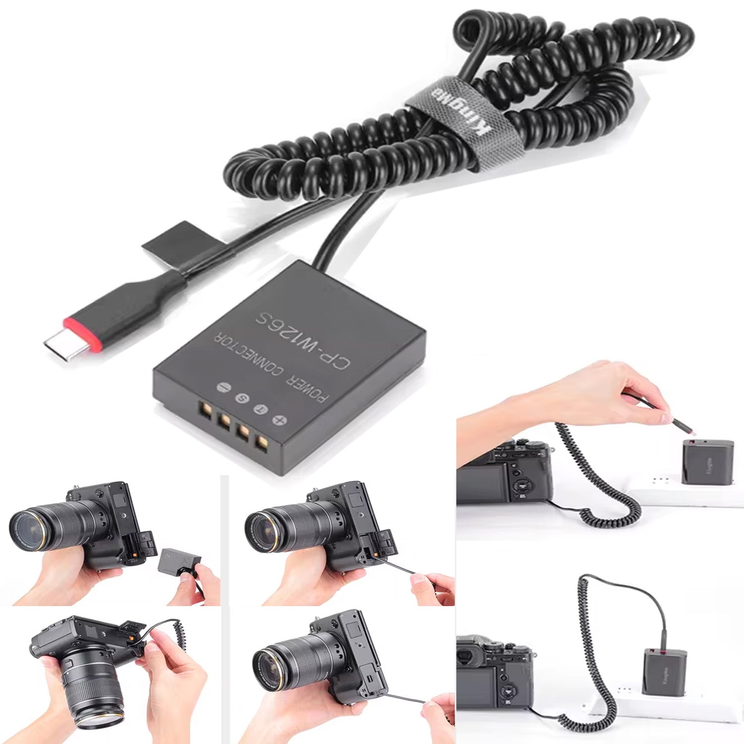 KingMa NP-W126 USB-Type-C Dummy Battery Compatible with Fuji X-T2 X-T3 X-T10 X-T30 X-T20 XT100 Live Video Vlog