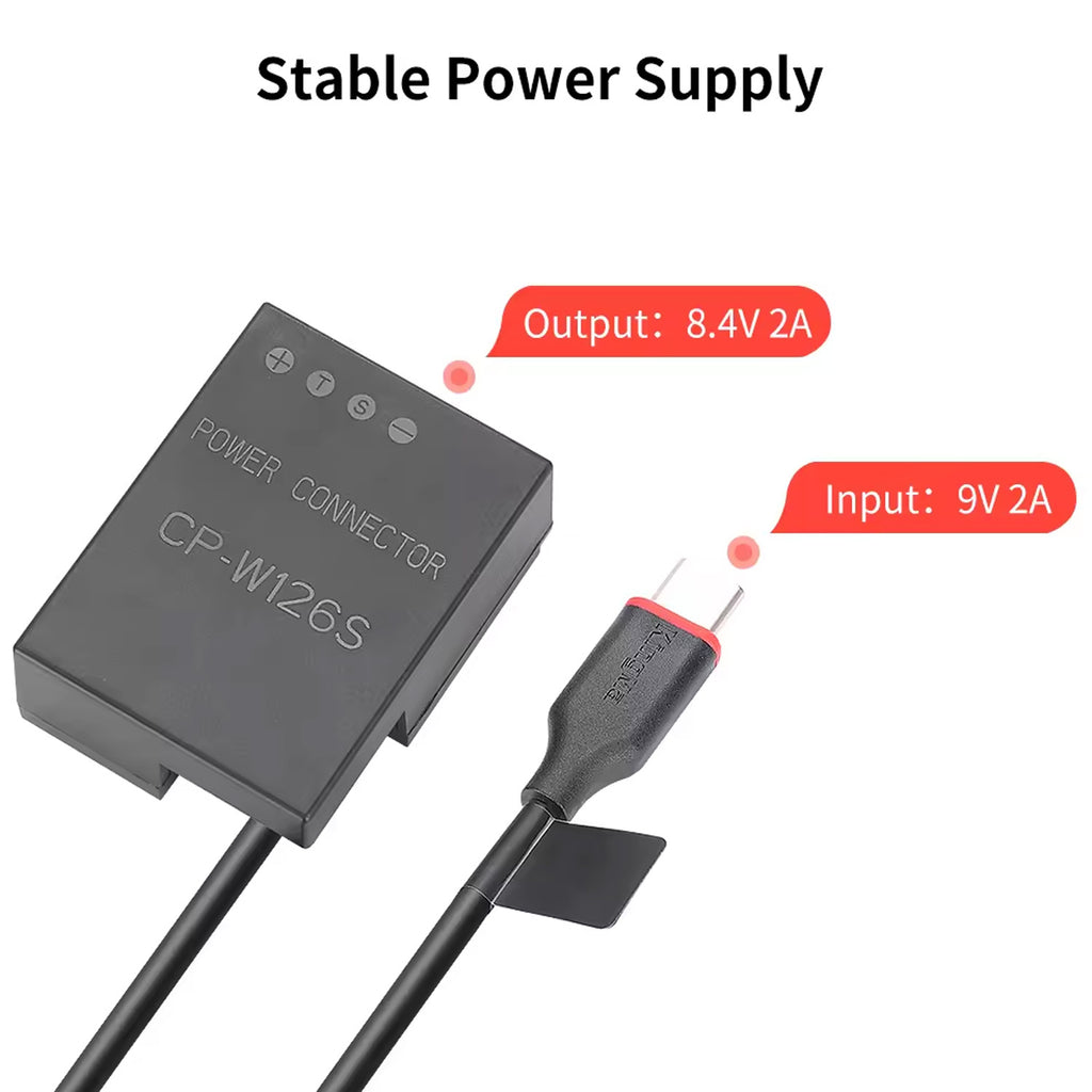KingMa NP-W126 USB-Type-C Dummy Battery Compatible with Fuji X-T2 X-T3 X-T10 X-T30 X-T20 XT100 Live Video Vlog