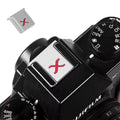 Hot Shoe Mount Protection Cover Dustproof Camera Flashmount Cap RED on Silver Compatible with Fujifilm X Series